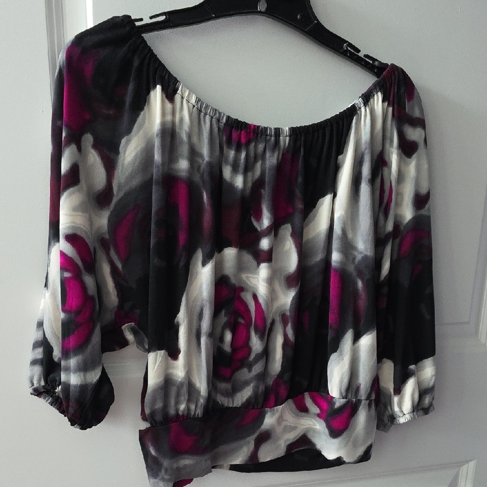 Express Black and Pink Floral Blouse